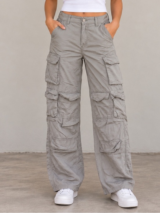 refuge Pants - Refuge Cargo Pants Women’s Size XS Light Gray Wide-Leg Y2K Gorpcore Pockets